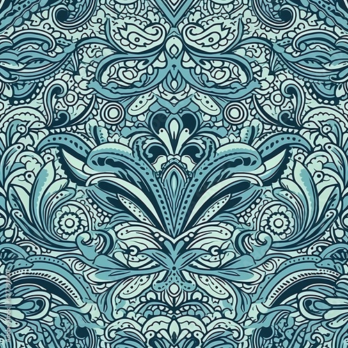 Damask seamless pattern, generative AI 