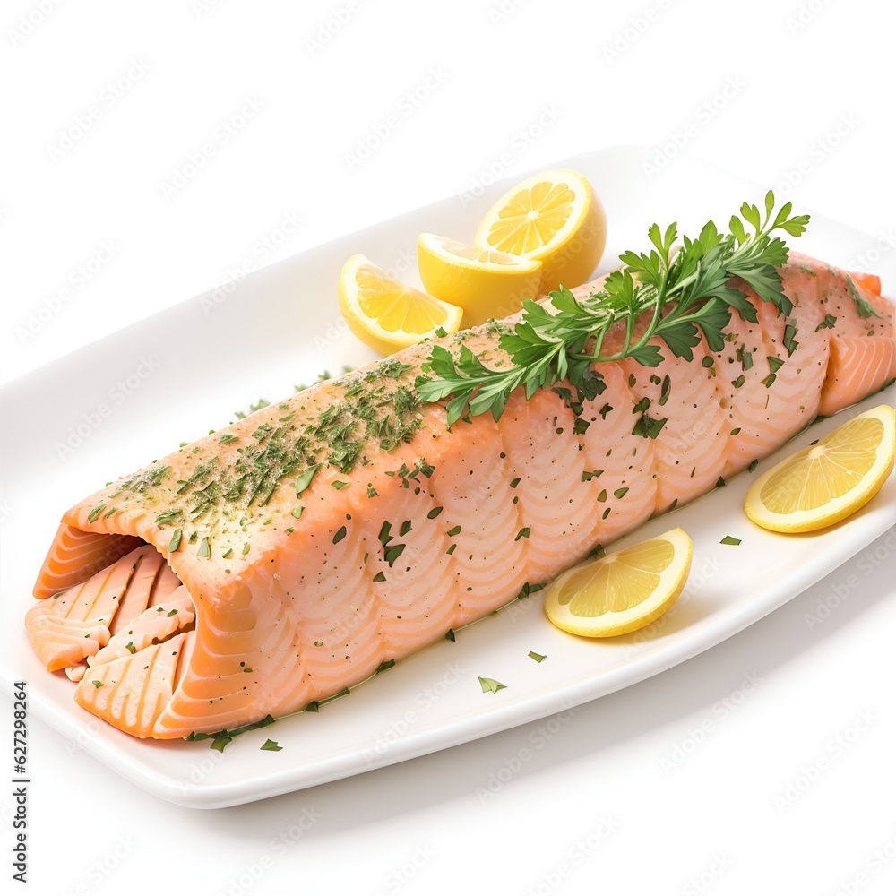 salmon steak with lemon and parsley salmon steak with lemon and parsley