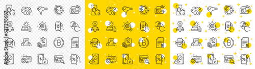 Outline Hair dryer, Receive file and Bitcoin line icons pack for web with Solar panel, Website search, Heart line icon. Online voting, Phone puzzle, Ethics pictogram icon. Co2, Fist bump. Vector
