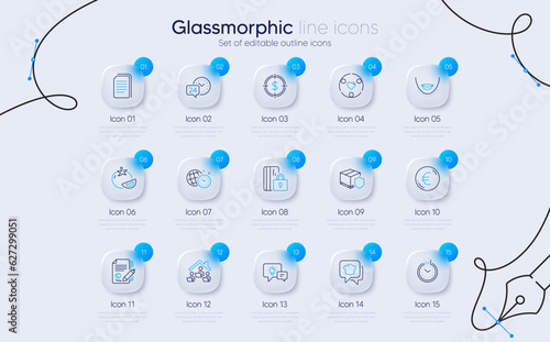 Set of Chin, Delivery insurance and Dollar target line icons for web app. Idea lamp, Time, Inclusion icons. Work home, Cooking hat, Copy files signs. Time management, Blocked card, Euro money. Vector