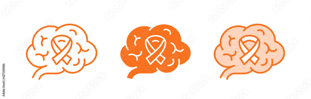 Multiple sclerosis icons. Vector illustration isolated on white. - obrazy, fototapety, plakaty 