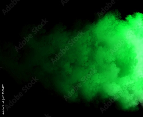 abstract smoke clouds background in green colors on black background