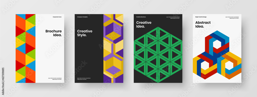 Abstract geometric shapes leaflet illustration composition. Isolated corporate cover design vector concept collection.