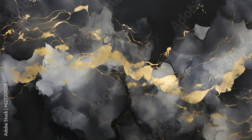 Gold Patterned natural of black marble (Gold Russia) texture background for product design
