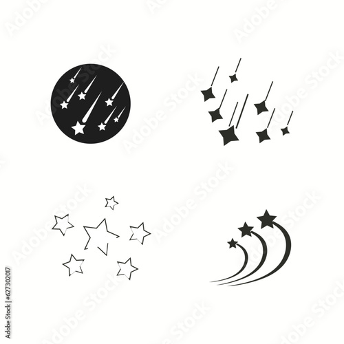 Starfall Flat Icon Set Isolated On White Background Vector