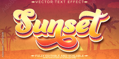 Sunset text effect, editable vintage and classy text style