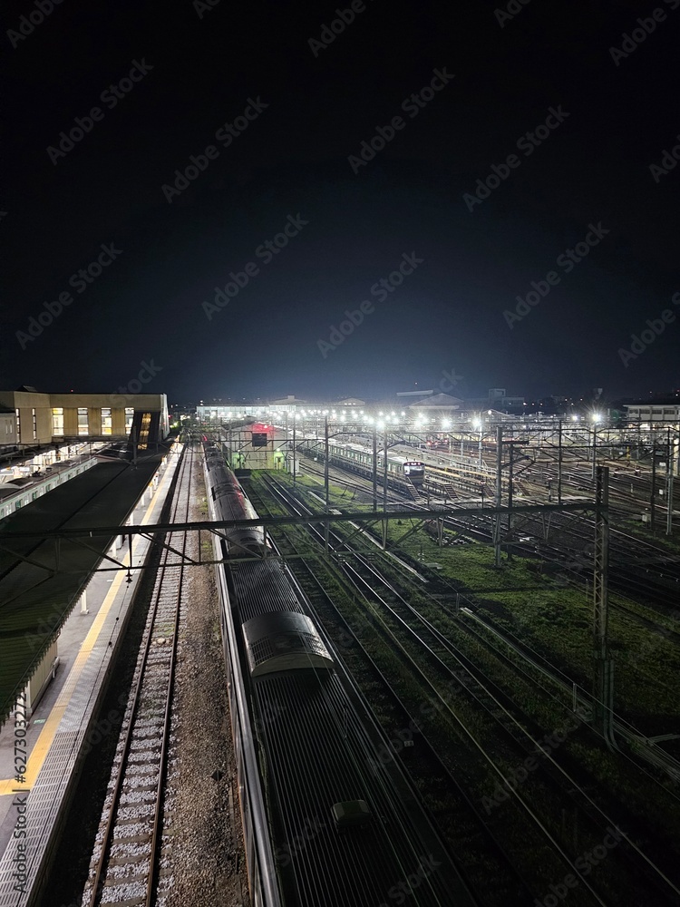 日本の群馬県　新前橋駅　夜の風景