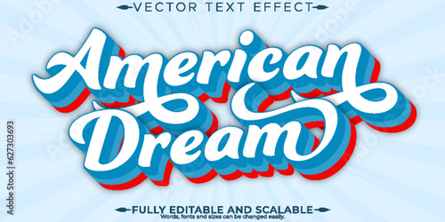 America text effect, editable 4th july and memorial text style