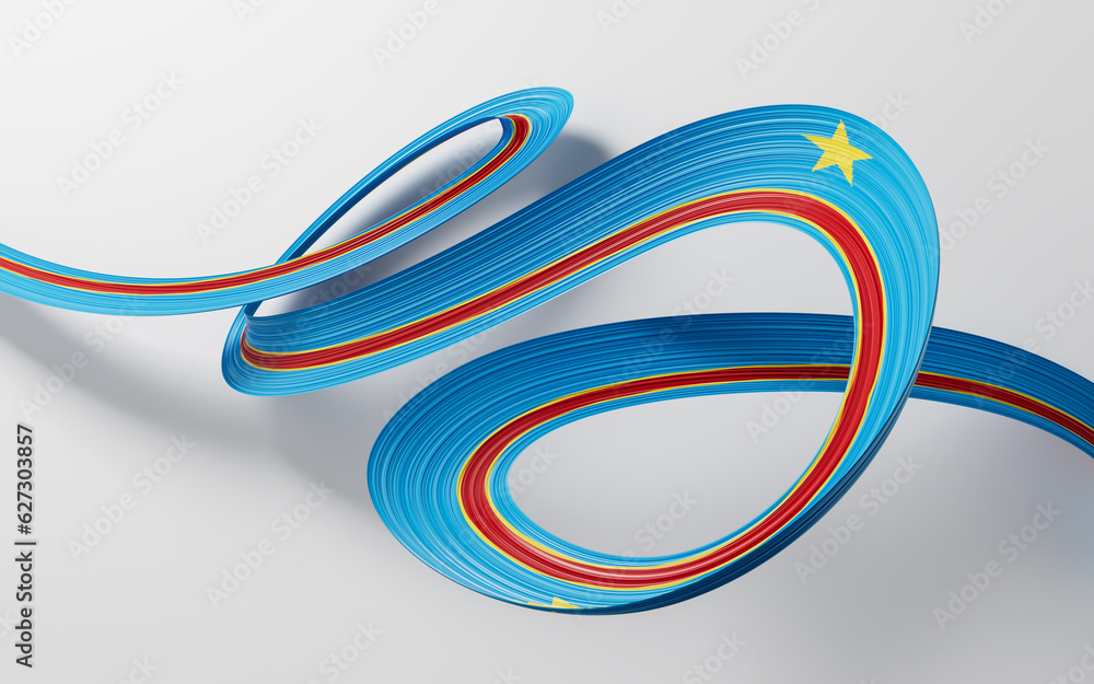 3d Flag Of Democratic Republic Of The Congo 3d Waving Ribbon Flag White Background, 3d Illustration 3d Flag Of Democratic Republic Of The Congo 3d Waving Ribbon Flag White Background, 3d Illustration