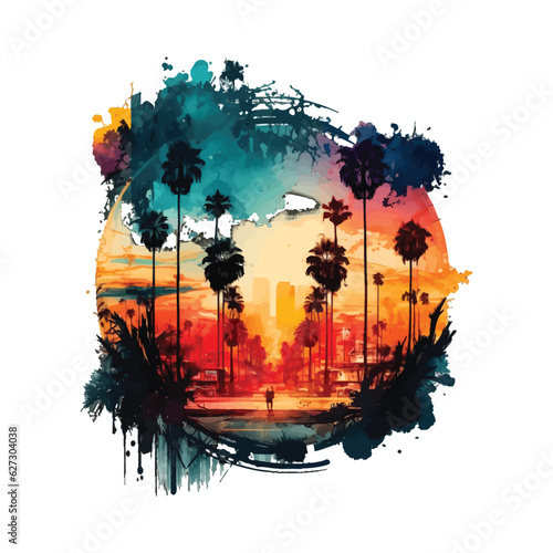 Beach Landscape   Transparent  300dpi  digital tshirt  POD  EPS  vector  clipart  book cover  wallart  ready to print  Print-on-Demand  colorful  no background  beauty