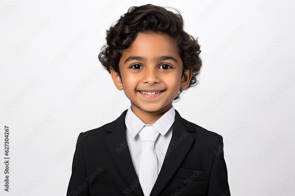 portrait of a smiling Indian kid isolated white background generative ai portrait of a smiling Indian kid isolated white background generative ai