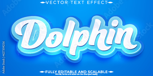 Dolphin blue text effect, editable sea and water text style