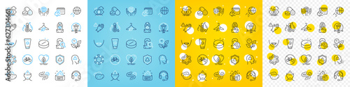 Vector icons set of Medical drugs, Organic tested and Local grown line icons pack for web with Medical support, Basketball, Bicycle prohibited outline icon. Potato, Slow fashion. Vector