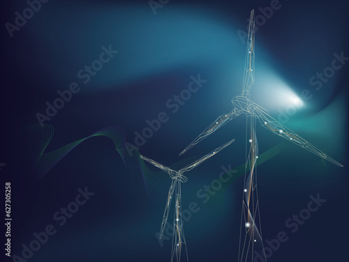 mesh struct_A002 wind turbines shows the concept of energy saving vector illustration graphic EPS 10