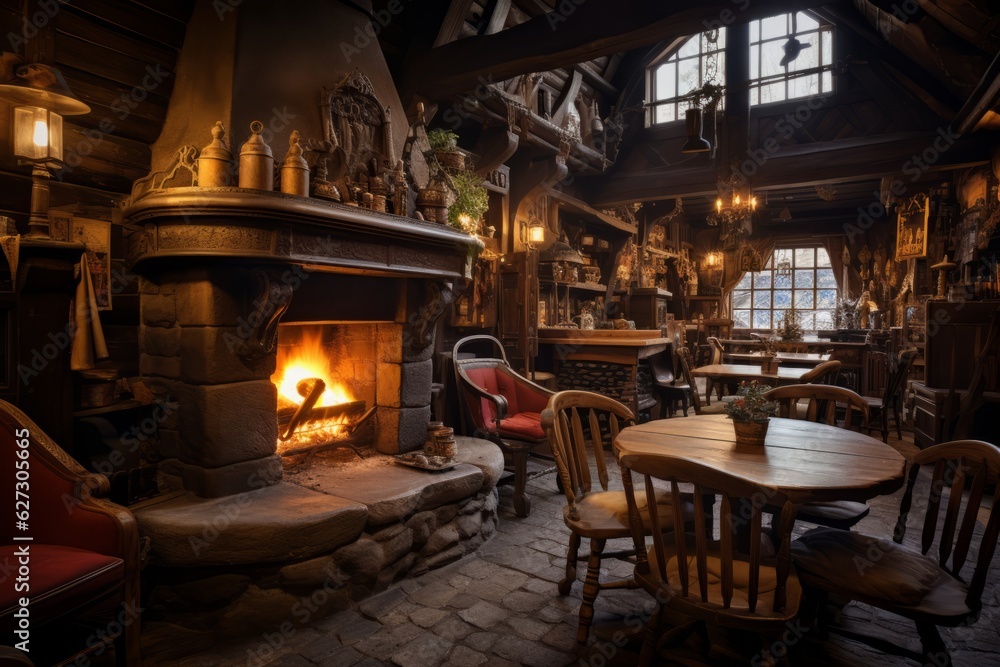 Fototapeta premium Cozy Traditional Inn, Generative AI