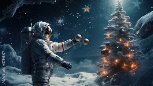 astronaut for christmas and new year. © Aliaksei