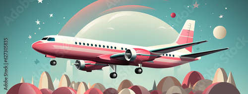 Airplane in colorful backgr...