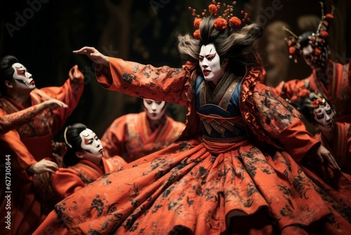 Canvastavla Dramatic Traditional Kabuki Performance, Generative AI