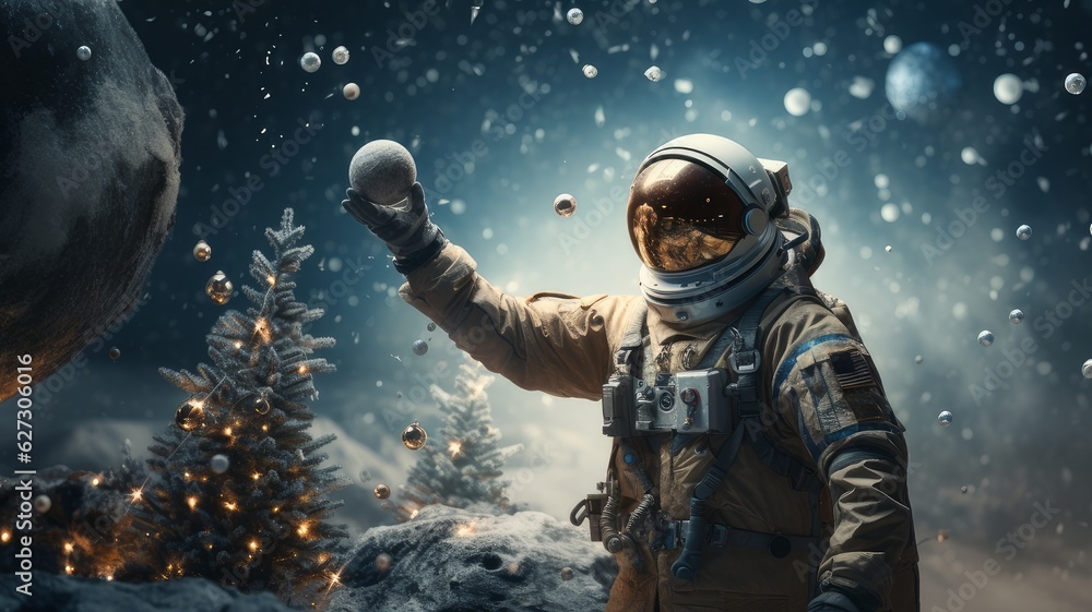 astronaut for christmas and new year. astronaut for christmas and new year.