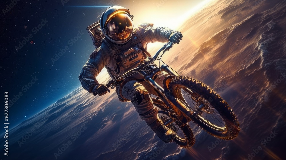 astronaut on a bike