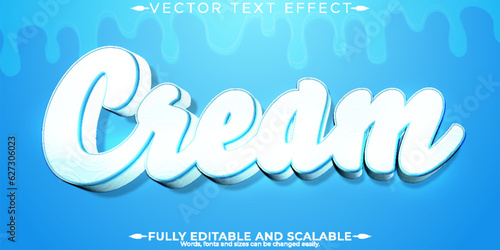 Cream text effect, editable white and dessert text style