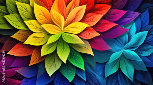 Wallpaper Mural color rainbow flower and leaf wallpaper, in the style of sharp lines and edges, luminous hues AI Generative Torontodigital.ca