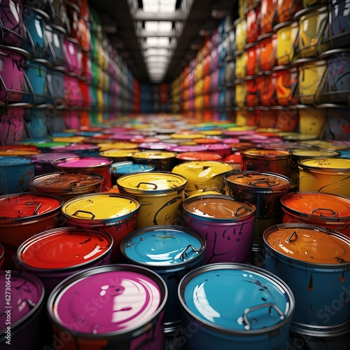 multicolored paint cans, ge...
