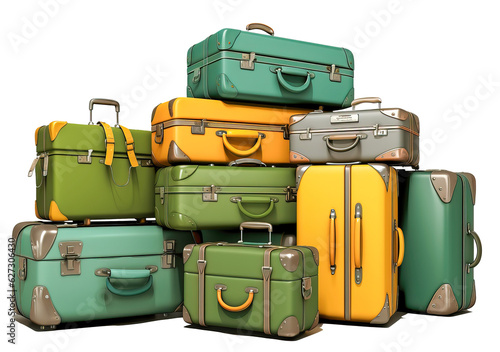 Pile of baggage isolated on...