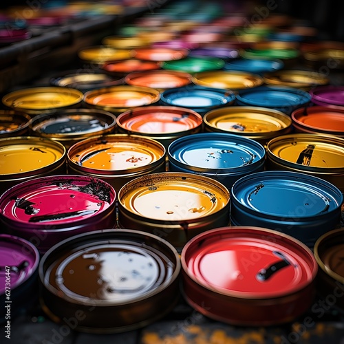 multicolored paint cans, ge...