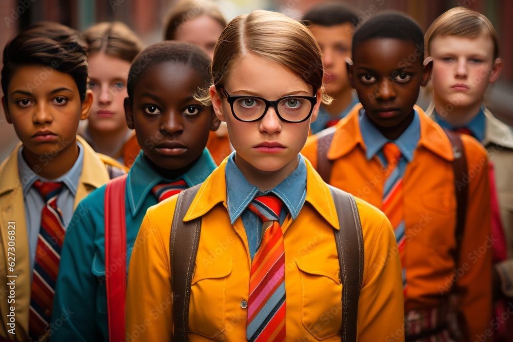 A Group of Schoolchildren In Uniform, Generative AI A Group of Schoolchildren In Uniform, Generative AI