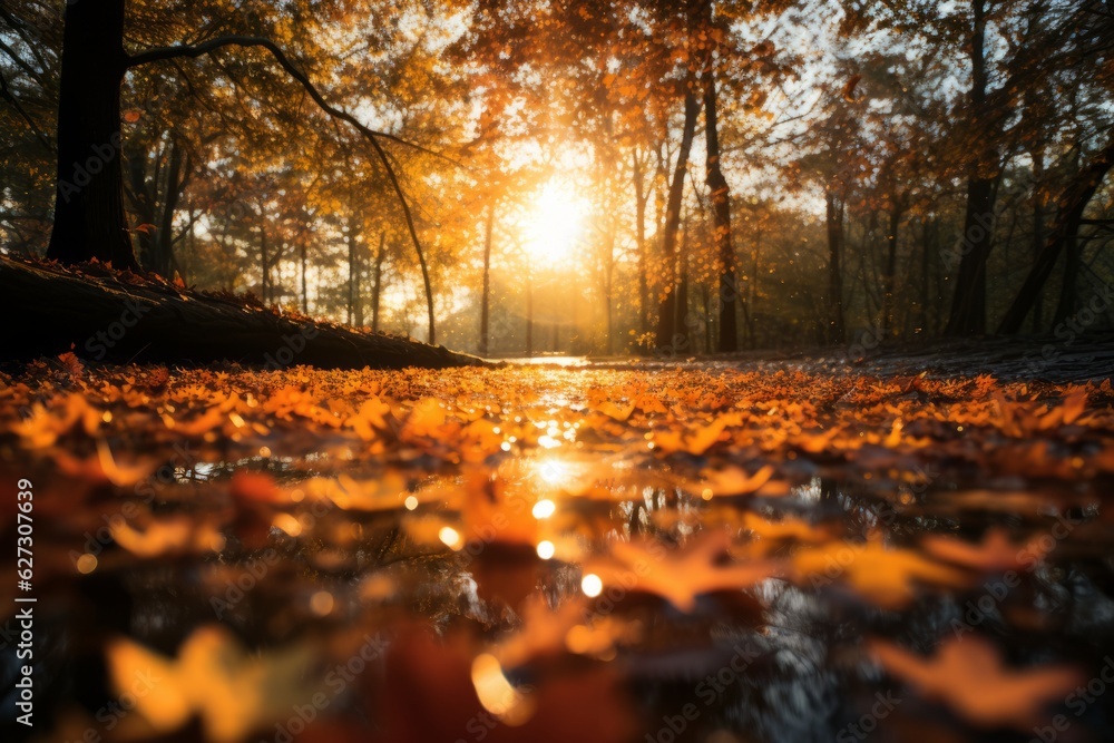 Breathtaking Display Of Autumn Leaves, Generative AI 