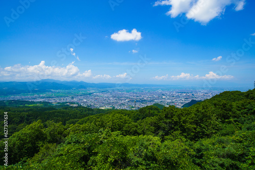 西蔵王展望台から見る山形市と空
