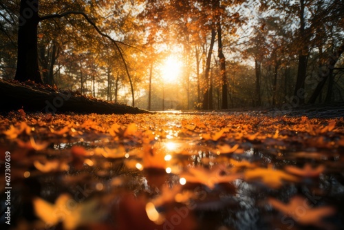 Breathtaking Display Of Autumn Leaves  Generative AI 