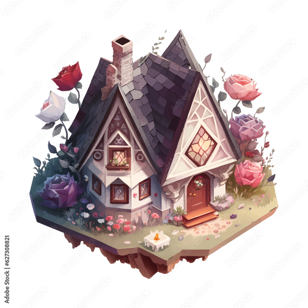 Cute House Flowers | Transparent, 300dpi, digital tshirt, POD, EPS, vector, clipart, book cover, wallart, ready to print, Print-on-Demand, colorful, no background, beauty