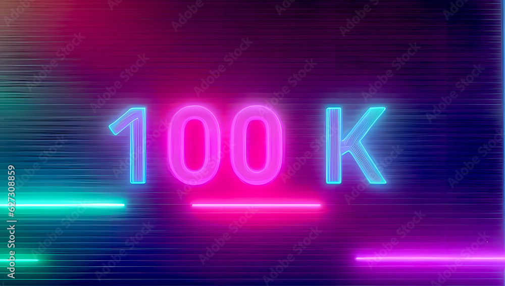 100K Followers neon cyberpunk social media banner 100K Followers neon cyberpunk social media banner