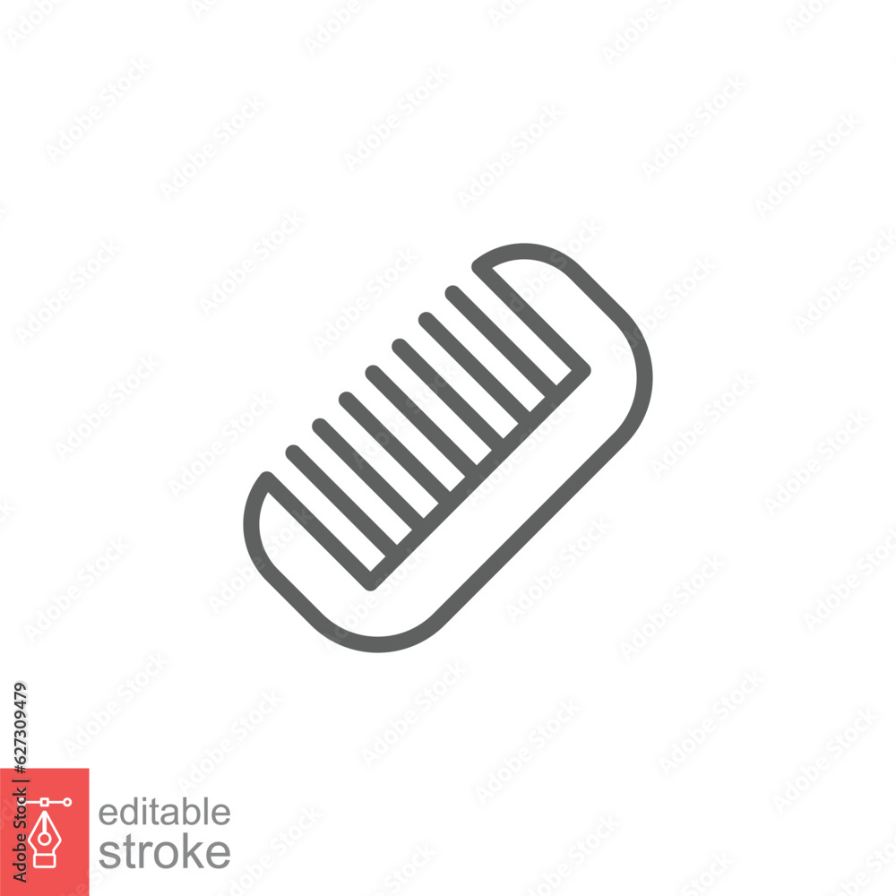 Comb icon. Simple outline style. Hair stylist tool, barber comb, fashion, beauty, hairstyle brush concept. Thin line symbol. Vector illustration isolated on white background. Editable stroke EPS 10. Comb icon. Simple outline style. Hair stylist tool, barber comb, fashion, beauty, hairstyle brush concept. Thin line symbol. Vector illustration isolated on white background. Editable stroke EPS 10.