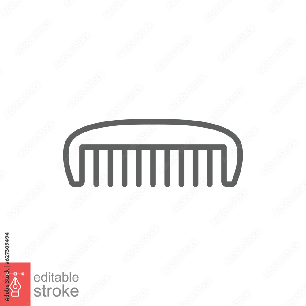 Comb icon. Simple outline style. Hair stylist tool, barber comb, fashion, beauty, hairstyle brush concept. Thin line symbol. Vector illustration isolated on white background. Editable stroke EPS 10. Comb icon. Simple outline style. Hair stylist tool, barber comb, fashion, beauty, hairstyle brush concept. Thin line symbol. Vector illustration isolated on white background. Editable stroke EPS 10.