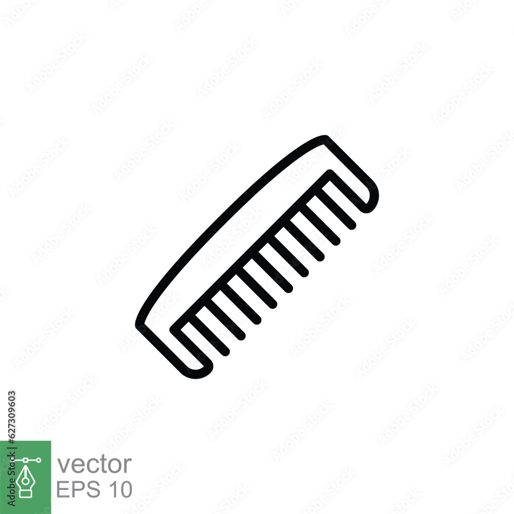 Comb icon. Simple outline style. Hair stylist tool, barber comb, fashion, beauty, hairstyle brush concept. Thin line symbol. Vector illustration isolated on white background. EPS 10. Comb icon. Simple outline style. Hair stylist tool, barber comb, fashion, beauty, hairstyle brush concept. Thin line symbol. Vector illustration isolated on white background. EPS 10.