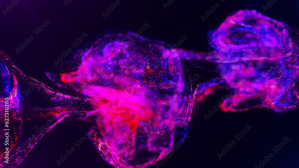 Abstract Particles Background. Vivid Color Fluid Particles. Motion ...