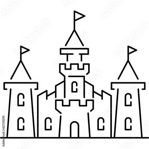 Castle Tower Line Icon