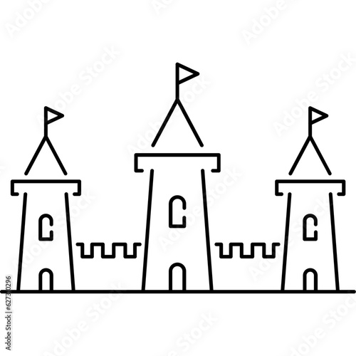 Castle Tower Line Icon