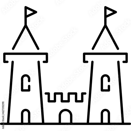 Castle Tower Line Icon