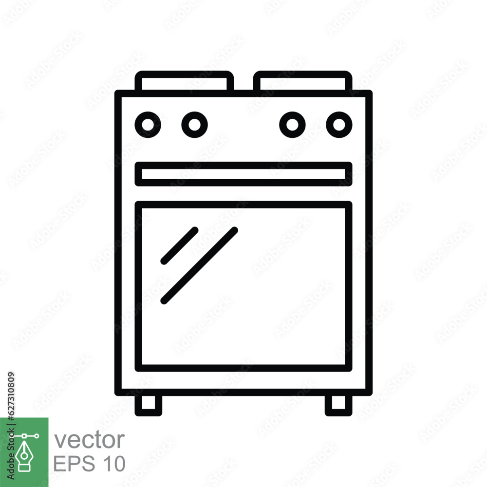 Stove icon. Simple outline style. Kitchen equipment, oven, furnace, gas, propane, cooking, restaurant concept. Thin line symbol. Vector illustration isolated on white background. EPS 10. Stove icon. Simple outline style. Kitchen equipment, oven, furnace, gas, propane, cooking, restaurant concept. Thin line symbol. Vector illustration isolated on white background. EPS 10.