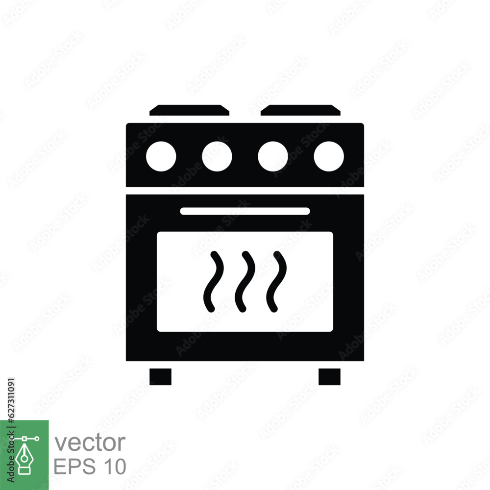 Stove icon. Simple solid style. Kitchen equipment, oven, furnace, gas, propane, cooking, restaurant contact. Black silhouette, glyph symbol. Vector illustration isolated on white background. EPS 10. Stove icon. Simple solid style. Kitchen equipment, oven, furnace, gas, propane, cooking, restaurant contact. Black silhouette, glyph symbol. Vector illustration isolated on white background. EPS 10.