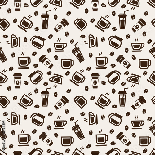 coffee cup seamless pattern for coffee shop background, cafe decoration, dining and culinary events. for a coffee themed greeting card. for coffee-themed fabric motifs