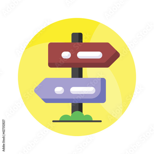 Flat vector design of direction board in modern style, an icon of guidepost