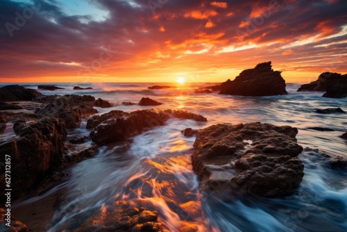 Stunning Coastal Sunset  Generative AI