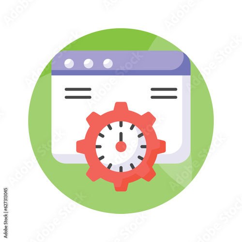 Speedometer with webpage denoting speed test vector design in trendy style