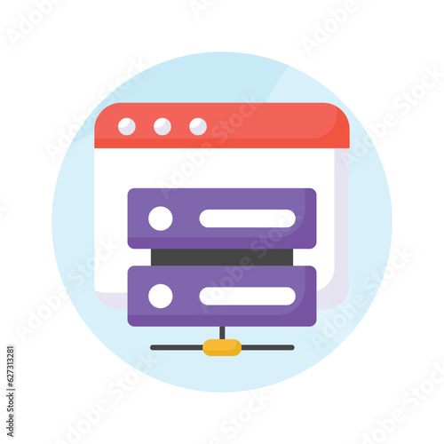 Web Page with data server denoting web hosting concept vector, web server icon