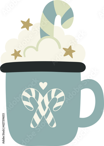 Winter Christmas drink with marshmallow